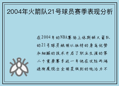 2004年火箭队21号球员赛季表现分析